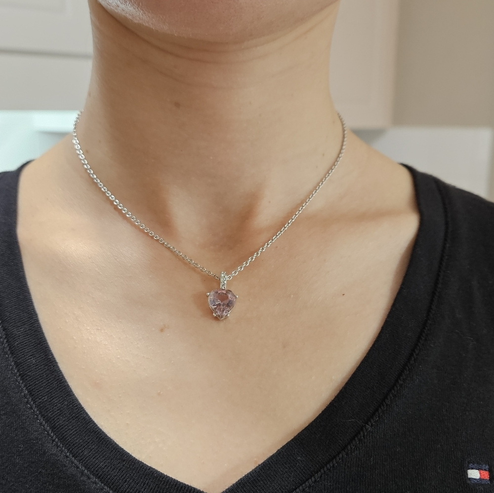 Swarovski Silver Tone Light Amethyst Heart Necklace